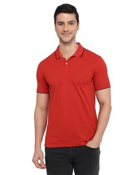 Park Avenue - Medium Red Slim Fit Polo T-Shirt
