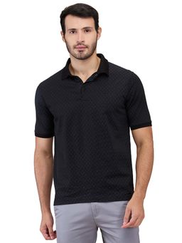 Park Avenue - Men Black Printed Slim Fit Cotton Polo T-Shirt
