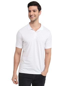 Raymond - White Modern Fit Printed Polo T-Shirt