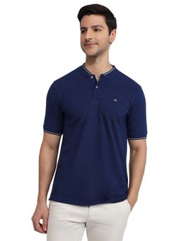Raymond - Navy Blue Modern Fit Cotton Solid T-Shirt