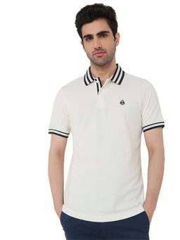 Raymond - White Regular Fit Solid Polo T-Shirt