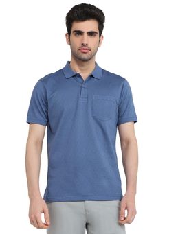 Raymond - Blue Regular Fit Jacquard Polo T-Shirt