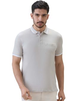 Raymond - Light Grey Regular Fit Solid Polo T-Shirt