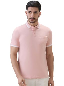 Raymond - Medium Pink Regular Fit Solid Polo T-Shirt