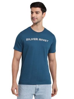 Parx - Dark Blue Regular Fit Graphic Printed T-Shirt