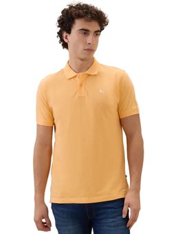 Parx - Men Light Orange Regular Fit Solid Polo T-Shirt