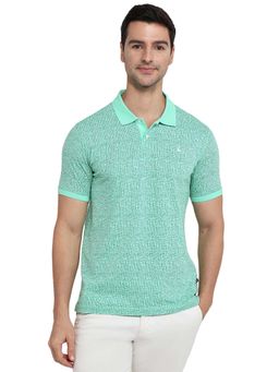 Parx - Men Medium Green Regular Fit Printed Polo T-Shirt
