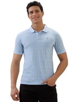 Parx - Men Light Blue Regular Fit Printed Polo T-Shirt