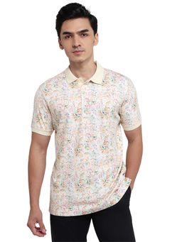 Parx - White Regular Fit Printed Polo T-Shirt