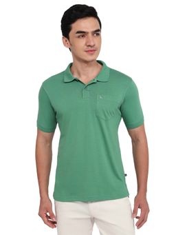Parx - Men Green Regular Fit Solid Polo T-Shirt
