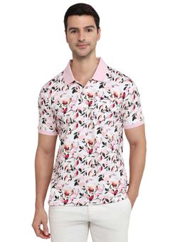 Parx - Men Medium Pink Regular Fit Printed Polo T-Shirt