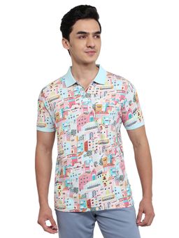 Parx - Light Multi-Color Regular Fit Printed Polo T-Shirt