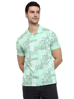 Parx - Men Medium Green Regular Fit Printed Polo T-Shirt
