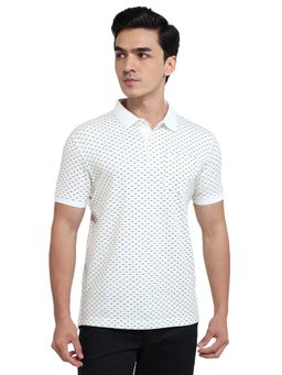 Parx - White Regular Fit Printed Polo T-Shirt