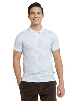 Parx - Printed Cotton Blend White Polo T-Shirt