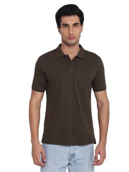 Parx - Dark Green Regular Fit Solid Polo T-Shirt
