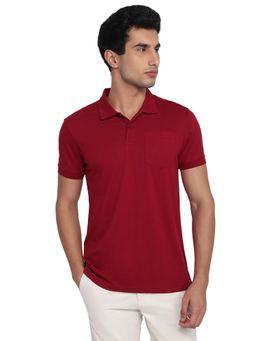 Parx - Dark Maroon Regular Fit Solid Polo T-Shirt
