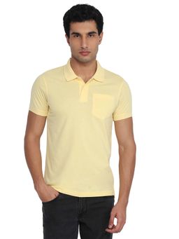 Parx - Light Yellow Regular Fit Solid Polo T-Shirt