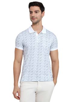 Parx - Men White Regular Fit Printed Polo T-Shirt