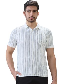 Parx - White Regular Fit Printed Polo T-Shirt