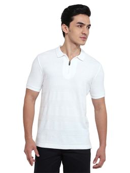 Parx - White Regular Fit Structured Polo T-Shirt
