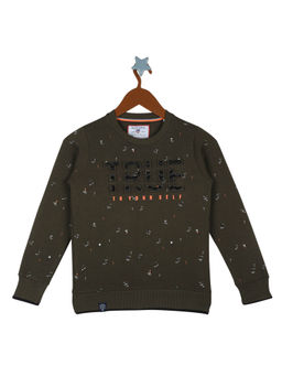 Monte Carlo - Boys Olive Cotton Blend Printed Sweatshirt