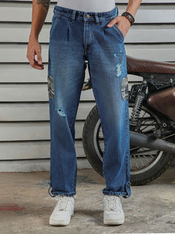High Star - Men Tapered Fit Mildly Distressed Light Fade Cotton Jeans