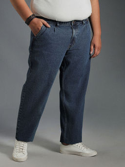 High Star - Plus Size Men Mid-Rise Relaxed Fit Light Fade Pure Cotton Jeans