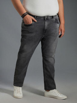 High Star - Plus Size Men Mid-Rise Tapered Fit Heavy Fade Pure Cotton Jeans