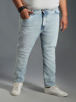 High Star - Men Plus Size Tapered Fit Mid-Rise Clean Look Pure Cotton Jeans