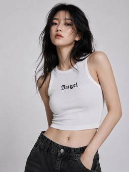 MIXT by Nykaa Fashion - Womens White Angel Printed Sleeveless Crop Top