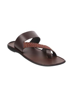 Mochi - Mens Brown Flat ChappalsMochi Textured Brown Sandals