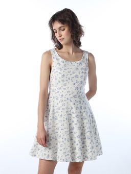 ONLY - Women's Floral Print Fit And Flare White Dress