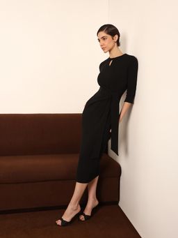 FableStreet - Black Midi Dress