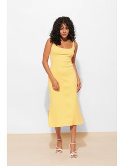 Urban Sundari - Women'S Yellow Sheath Midi Dress