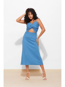 Urban Sundari - Women'S Blue A-Line Style Midi Dress