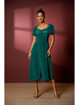 Urban Sundari - Women A-Line Teal Green Midi Dress