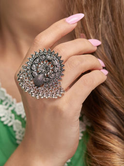 Azai by Nykaa Fashion - Traditional Silver Oxidised Ring