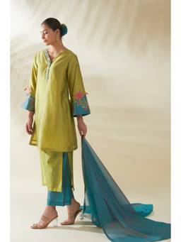 ORIGANI - Green Tulip Tunic with Pant and Dupatta