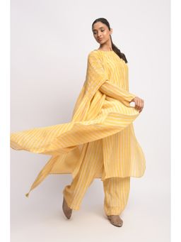 JAYATI GOENKA - Yellow Striped Kurta with Pant and Dupatta