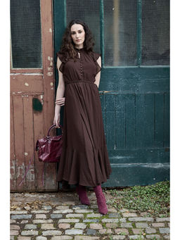 IS.U - Women Brown Solid Maxi Dress