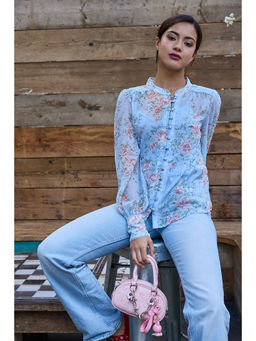 IS.U - Floral Multi-Color Cuffed Sleeve Lace Top