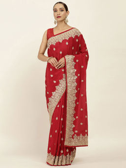 Soch - Embellished Chiffon Saree with Unstitched Blouse