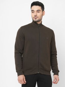 Sweet Dreams - Men Olive Fleece Solid Sweatshirts