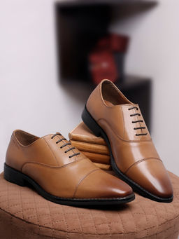 Louis Stitch - Tan Premium Leather Formal Oxfords