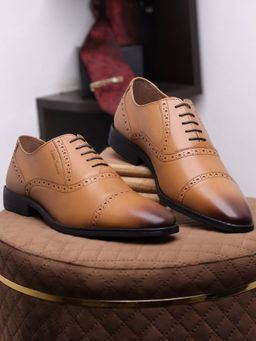 Louis Stitch - Tan Perforated Premium Leather Formal Brogues