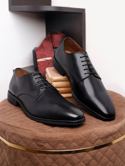 Louis Stitch - Black Premium Leather Formal Derbies