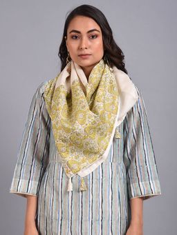 SMRITI GUPTA - Chanderi Block Printed Patchwork Scarf