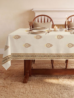 Urban Space - Zari Buta Brown Cotton Foil Curtains (Pack of 2)