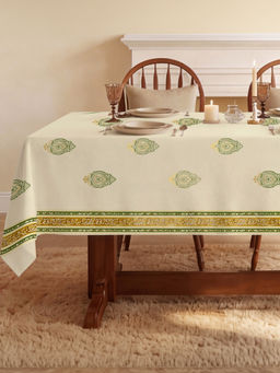 Urban Space - Zari Buta Sage Green Cotton Foil Curtains (Pack of 2)